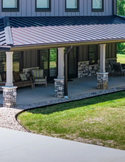 About 11 ArrowheadBuilders Barndominium walkway to Porch of Angola, Indiana home